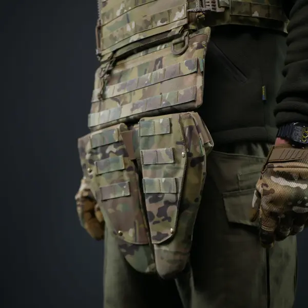 Захист паху (напашник) потрійний Kiborg з балістичним пакетом 2 клас захисту Militex Multicam