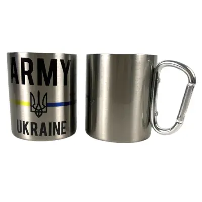 Кружка сталева з карабіном 300 мл сублімація ARMY UKRAINE