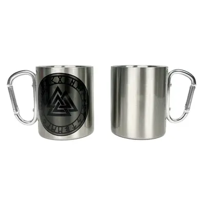 Кружка сталева з карабіном 300 мл сублімація Валькнут у колі рун