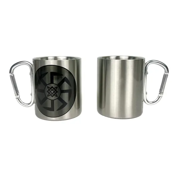 Кружка сталева з карабіном 300 мл сублімація Коловрат із Зіркою Русі