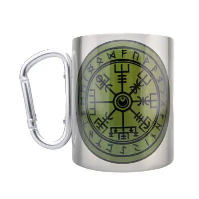 Кружка сталева з карабіном 300 мл сублімація Рунічний компас