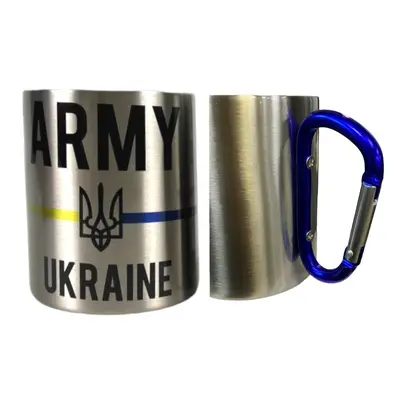 Кружка сталева з карабіном 300 мл сублімація ARMY UKRAINE