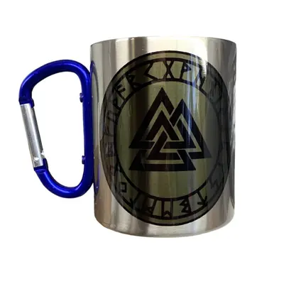 Кружка сталева з карабіном 300 мл сублімація Валькнут у колі рун