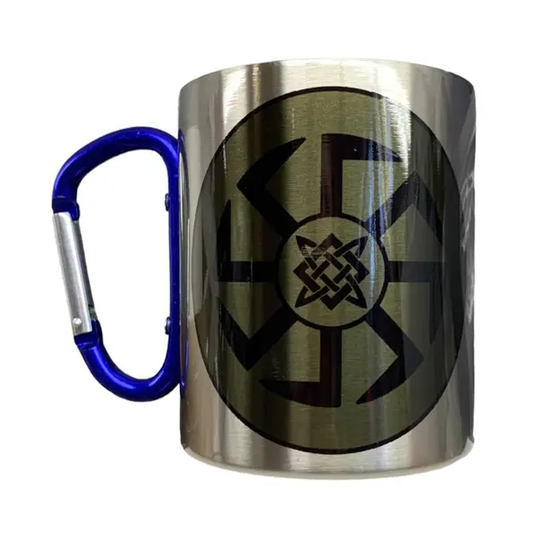 Кружка сталева з карабіном 300 мл сублімація Коловрат із Зіркою Русі