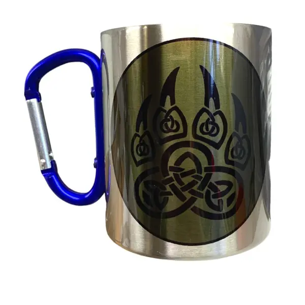 Кружка сталева з карабіном 300 мл сублімація Лапа ведмедя