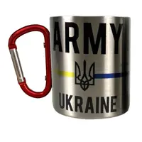Кружка металлическая с красным карабином 300 мл ARMY UKRAINE