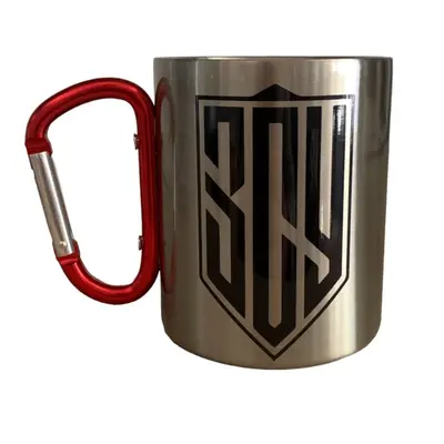 Кружка металева з червоним карабіном 300 мл сублімація ЗСУ