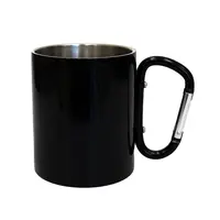 Кружка сталева з карабіном 300 мл Смерть із косою сублімація з принтом чорна