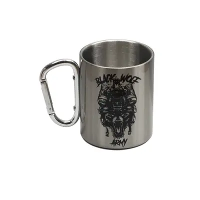 Кружка металева зі срібним карабіном Серія №72 з принтом чорна