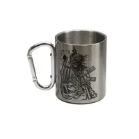 Кружка металева зі срібним карабіном Серія №73 з принтом чорна