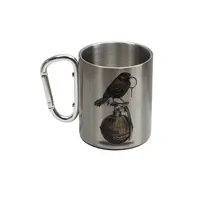 Кружка металлическая с серебристым карабином Серия №89 с принтом чёрная