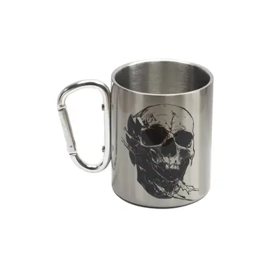 Кружка металева зі срібним карабіном Серія №84 з принтом чорна