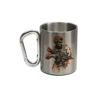 Кружка металева зі срібним карабіном Серія №88 з принтом чорна