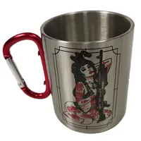 Кружка металева з червоним карабіном Серія № 21 з принтом чорна