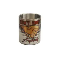 Кружка металева зі срібним карабіном Серія №63 з принтом чорна