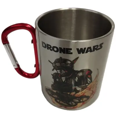 Кружка металева з червоним карабіном Серія № 85 з принтом чорна