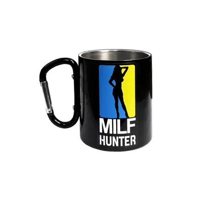 Кружка сталева з карабіном 300 мл Milf Hunter з принтом чорна
