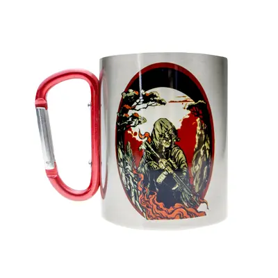 Кружка металева з червоним карабіном Серія № 97 з принтом чорна