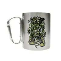 Кружка металева зі срібним карабіном Серія № 115 з принтом чорна