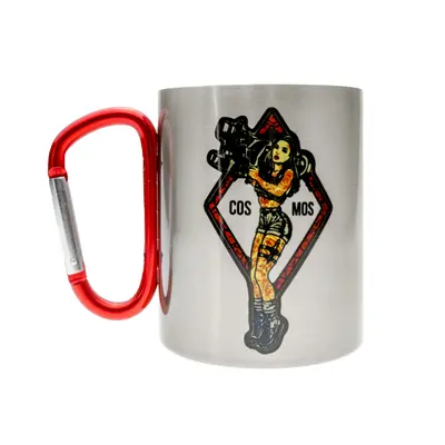 Кружка металева з червоним карабіном Серія № 56 з принтом чорна