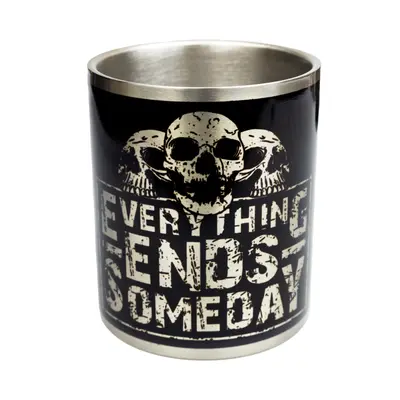 Кружка металева зі срібним карабіном Серія № 130 з принтом чорна