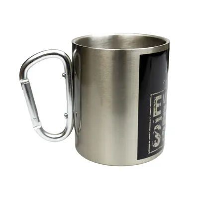 Кружка металева зі срібним карабіном Серія № 130 з принтом чорна