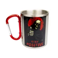 Кружка металлическая с красным карабином Серия № 131 черная