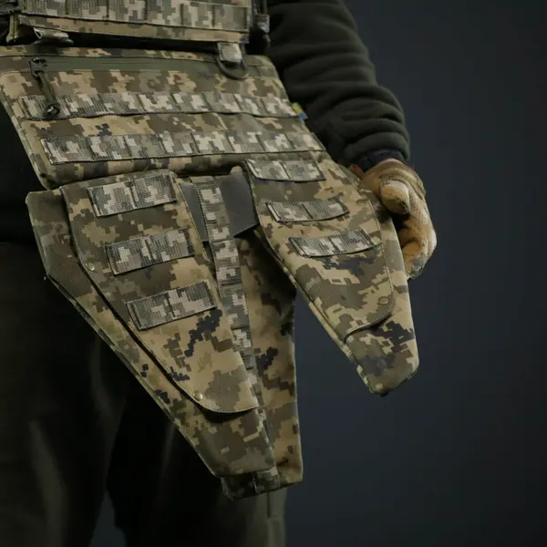 Захист паху (напашник) потрійний Kiborg з балістичним пакетом 2 клас захисту Militex Pixel