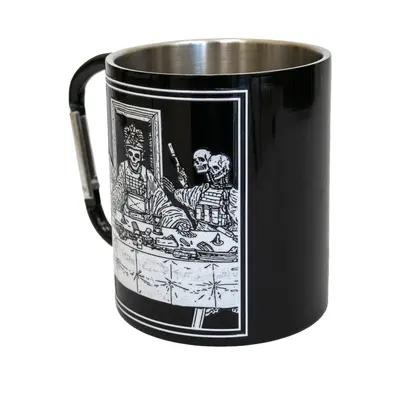 Кружка сталева з карабіном 300 мл Серія №3 з принтом чорна