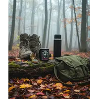 Кружка сталева з карабіном 300 мл Серія №47 з принтом чорна