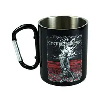 Кружка металлическая с карабином 300 мл Серия №101 с принтом черная