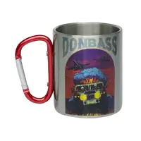 Кружка металлическая с красным карабином.