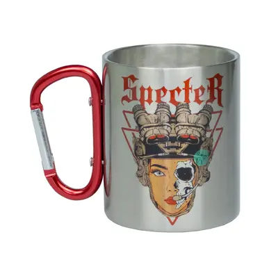 Кружка металева з червоним карабіном сублімація з принтом чорна