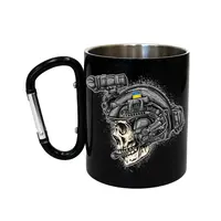 Кружка стальная с карабином 300 мл Серия №95 с принтом черная