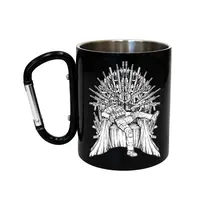 Кружка сталева з карабіном 300 мл Серія №7 з принтом чорна