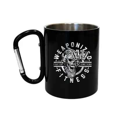 Кружка сталева з карабіном 300 мл Серія №49 з принтом чорна