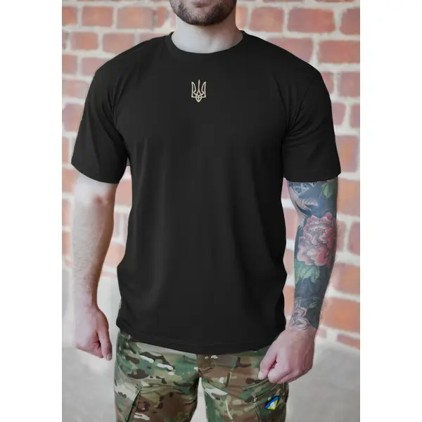 Футболка з вишивкою Тризуб кулір чорна 4XL (56)