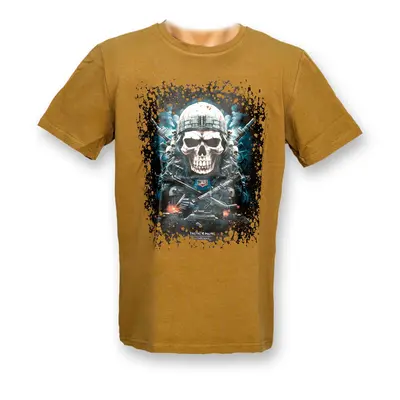 Футболка з принтом Військовий череп, блакитний кулір койот 2XL (52)