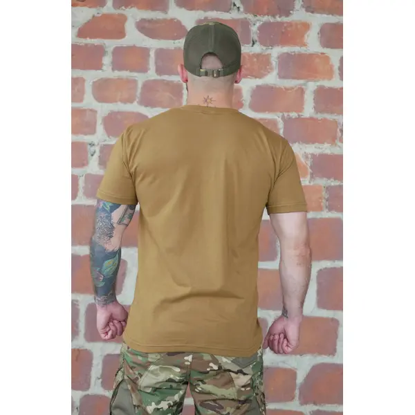 Футболка з принтом Військовий череп зелений кулір койот L (48)