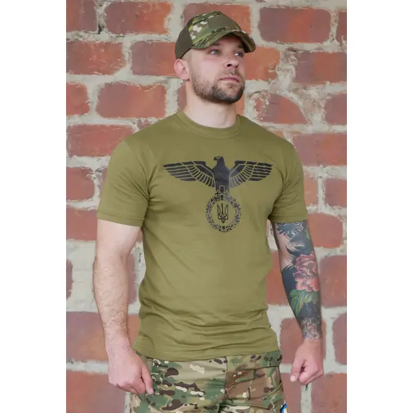 Футболка с принтом Ukraine Eagle кулир олива 3XL (54)