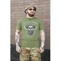 Футболка с принтом Отважные непобедимые кулир олива 3XL (54)