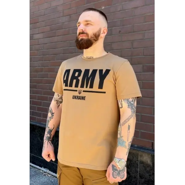 Футболка з принтом ARMY кулір койот 3XL (54)