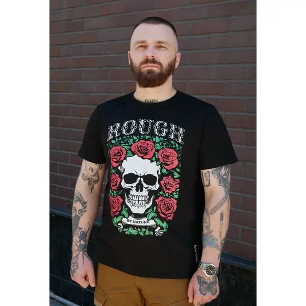 Футболка с принтом "Rough кулир шелкография чёрная M (46)