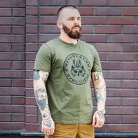 Футболка с принтом Необмежено придатний кулир шелкография хаки 2XL (52)