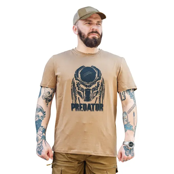Футболка з принтом PREDATOR кулір шовкографія койот 3XL (54)