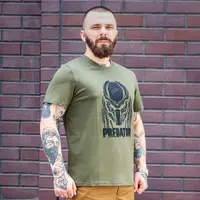 Футболка з принтом Predator кулір шовкографія хакі 5XL (58)