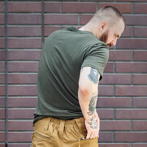 Футболка с принтом Тризуб кулир шелкография хаки XL (50)