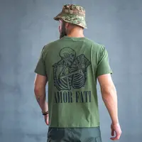 Футболка з принтом Amor Fati кулір шовкографія хакі XL (50)