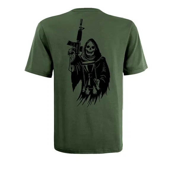 Футболка с принтом Смерть з автоматом кулир шелкография хаки L (48)