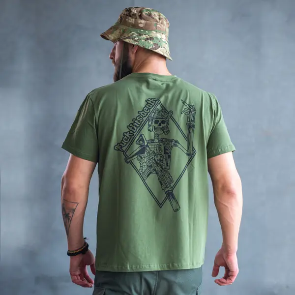 Футболка з принтом Fuck this death кулір шовкографія хакі L (48)